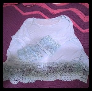 Long sleeve lace embellished top